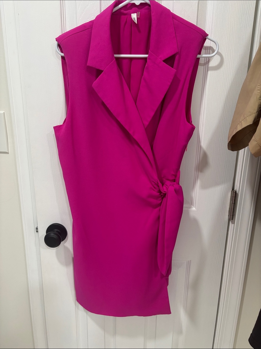 glam Sleeveless Tie-Side Mini Dress - Fuchsia Pink